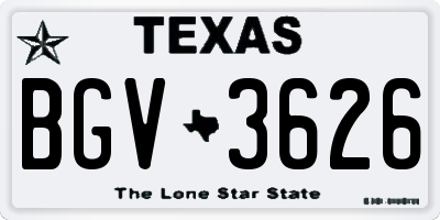 TX license plate BGV3626