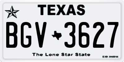 TX license plate BGV3627