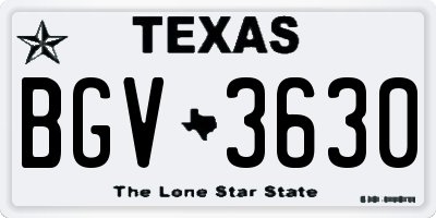 TX license plate BGV3630