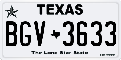 TX license plate BGV3633