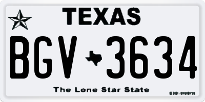 TX license plate BGV3634