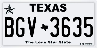 TX license plate BGV3635