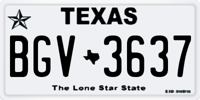 TX license plate BGV3637