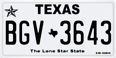 TX license plate BGV3643