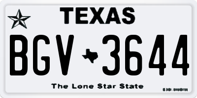 TX license plate BGV3644