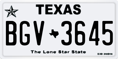 TX license plate BGV3645