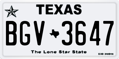 TX license plate BGV3647
