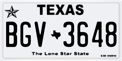 TX license plate BGV3648