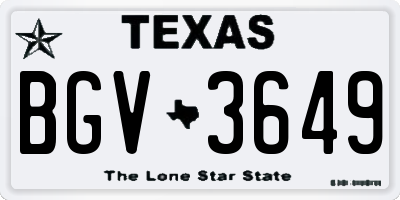 TX license plate BGV3649