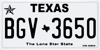 TX license plate BGV3650