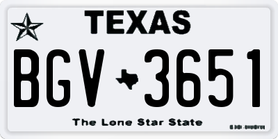 TX license plate BGV3651