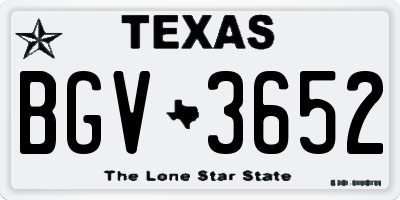 TX license plate BGV3652