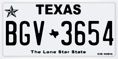 TX license plate BGV3654