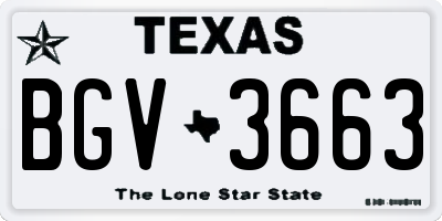 TX license plate BGV3663