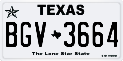 TX license plate BGV3664