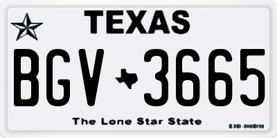 TX license plate BGV3665