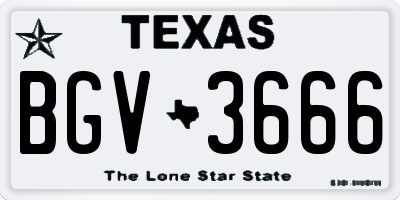 TX license plate BGV3666