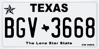 TX license plate BGV3668