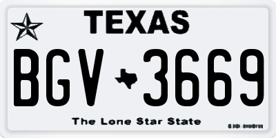 TX license plate BGV3669