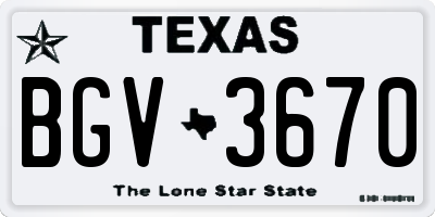 TX license plate BGV3670