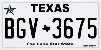 TX license plate BGV3675