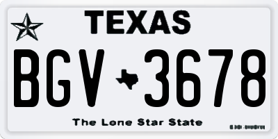 TX license plate BGV3678