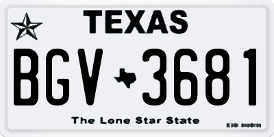 TX license plate BGV3681