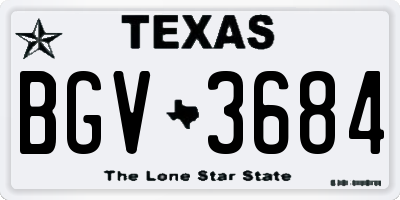 TX license plate BGV3684