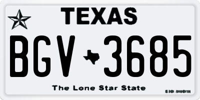 TX license plate BGV3685