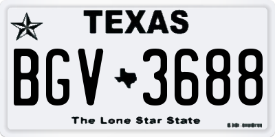 TX license plate BGV3688