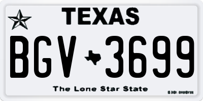 TX license plate BGV3699