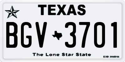 TX license plate BGV3701