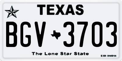 TX license plate BGV3703