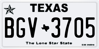 TX license plate BGV3705