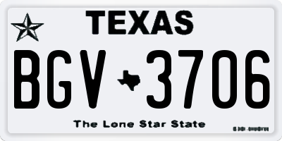 TX license plate BGV3706