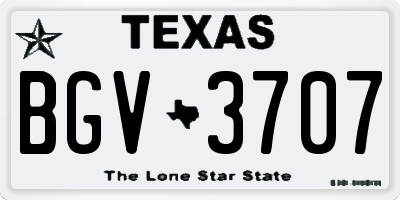 TX license plate BGV3707
