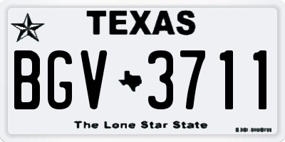 TX license plate BGV3711