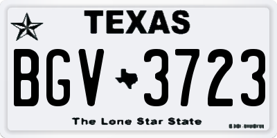 TX license plate BGV3723