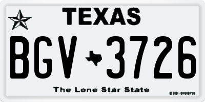 TX license plate BGV3726
