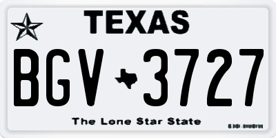 TX license plate BGV3727