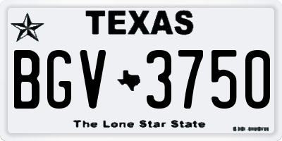 TX license plate BGV3750