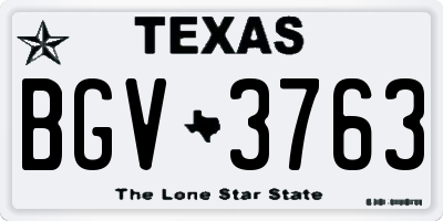 TX license plate BGV3763