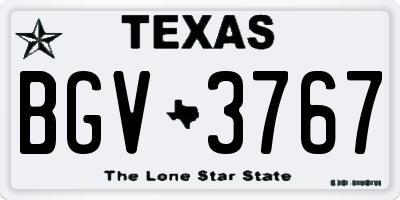 TX license plate BGV3767