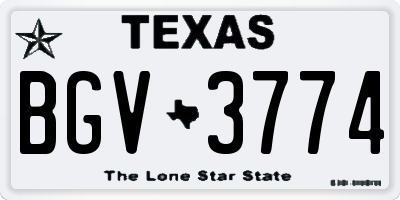 TX license plate BGV3774