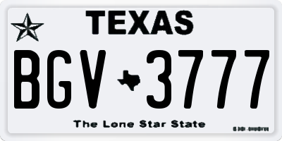 TX license plate BGV3777