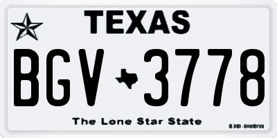 TX license plate BGV3778