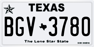 TX license plate BGV3780