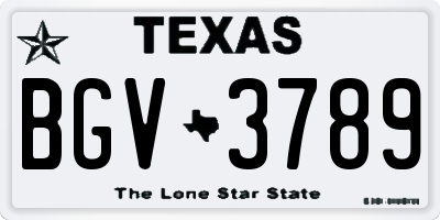 TX license plate BGV3789