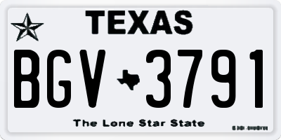 TX license plate BGV3791