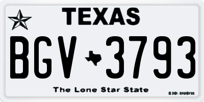 TX license plate BGV3793
